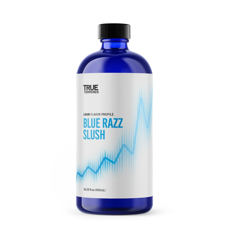 Blue Razz Slush, a LOUD terpene flavor from True Terpenes, in a 16 ounce bottle.