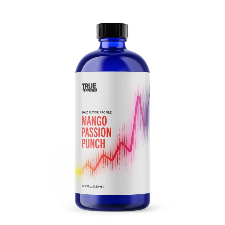 Mango Passion Punch, a LOUD terpene flavor from True Terpenes, in a 16 ounce bottle.